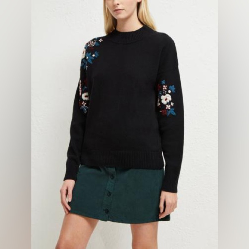 French Connection Tilda‎ Embroidery Mock Neck Sweater Size  Small - Picture 2 of 14